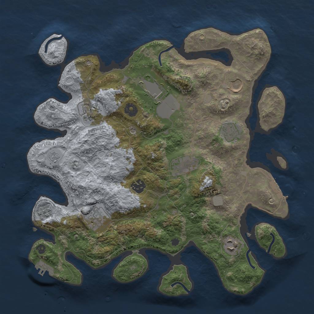 Rust Map: Procedural Map, Size: 3500, Seed: 950128989, 16 Monuments