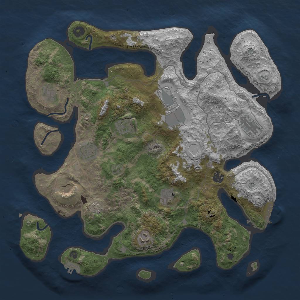 Rust Map: Procedural Map, Size: 4000, Seed: 32221, 18 Monuments