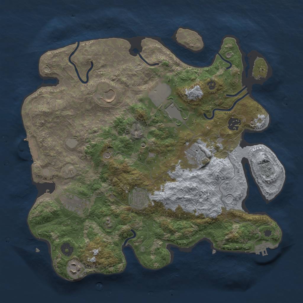 Rust Map: Procedural Map, Size: 3500, Seed: 1292685258, 15 Monuments