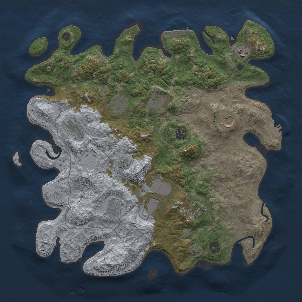 Rust Map: Procedural Map, Size: 4000, Seed: 588308401, 18 Monuments