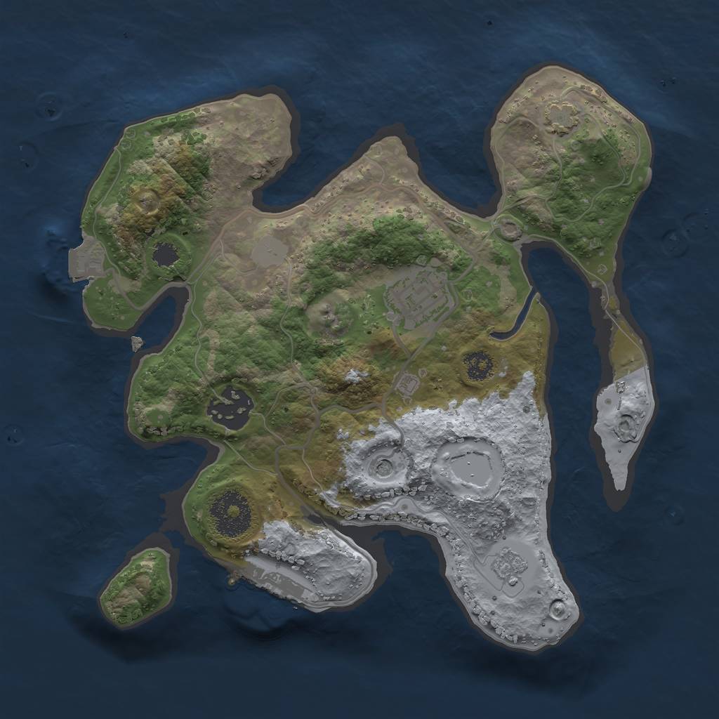 Rust Map: Procedural Map, Size: 2500, Seed: 5050, 9 Monuments