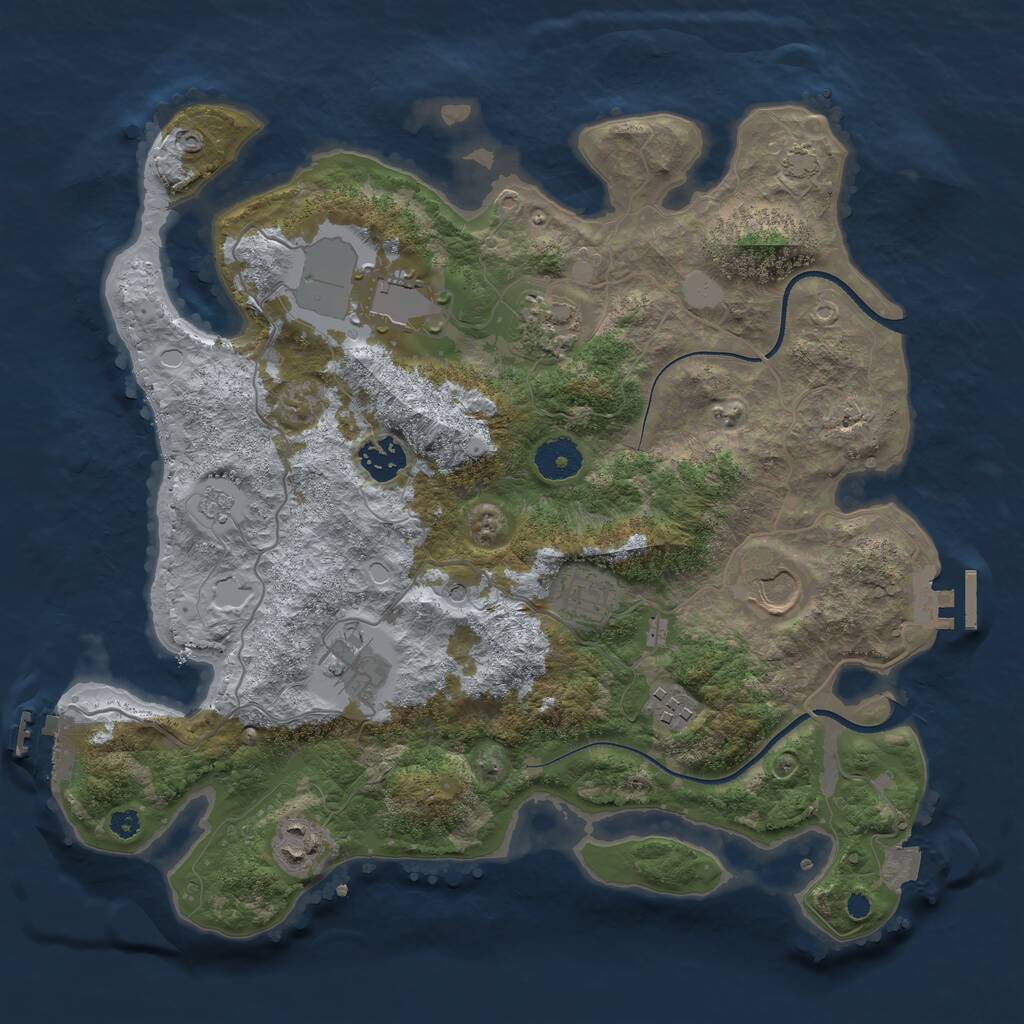 Rust Map: Procedural Map, Size: 3500, Seed: 501119585, 14 Monuments