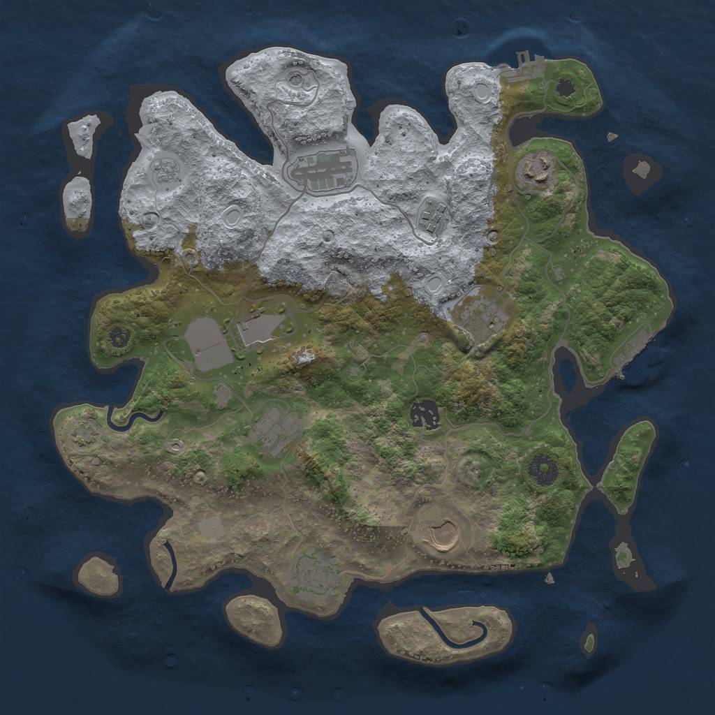 Rust Map: Procedural Map, Size: 3500, Seed: 912733418, 17 Monuments