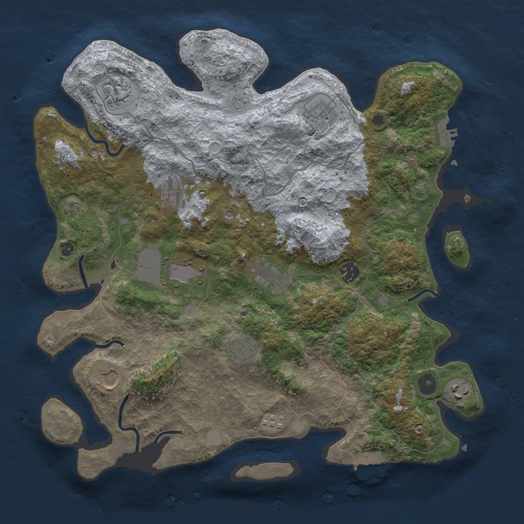 Rust Map: Procedural Map, Size: 4000, Seed: 6347173, 17 Monuments