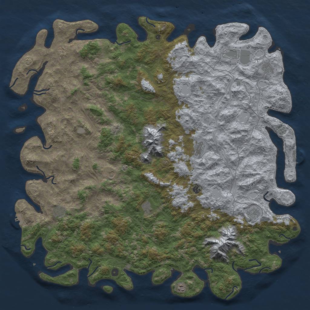 Rust Map: Procedural Map, Size: 6000, Seed: 696448935, 19 Monuments