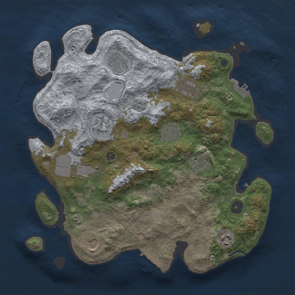 Rust Map: Procedural Map, Size: 3500, Seed: 1342591552, 16 Monuments