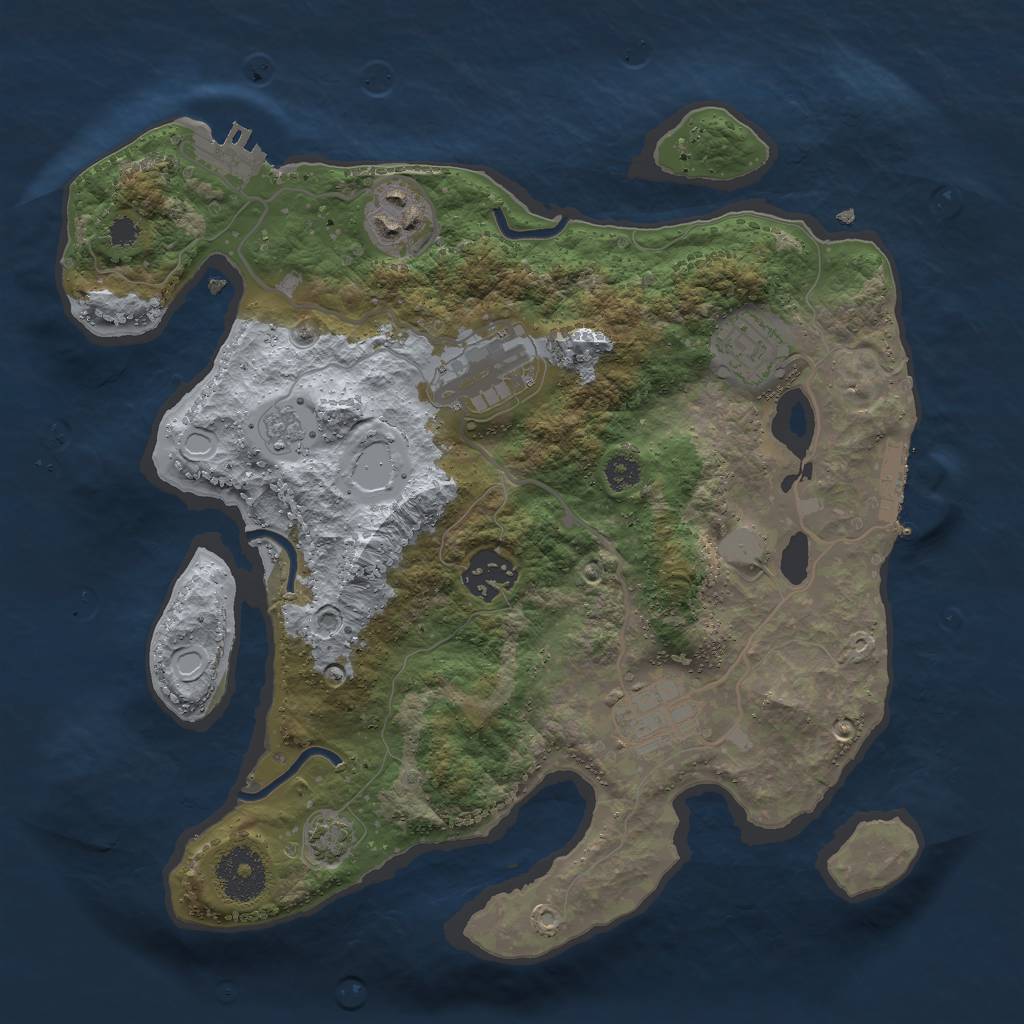 Rust Map: Procedural Map, Size: 3000, Seed: 2426431, 12 Monuments