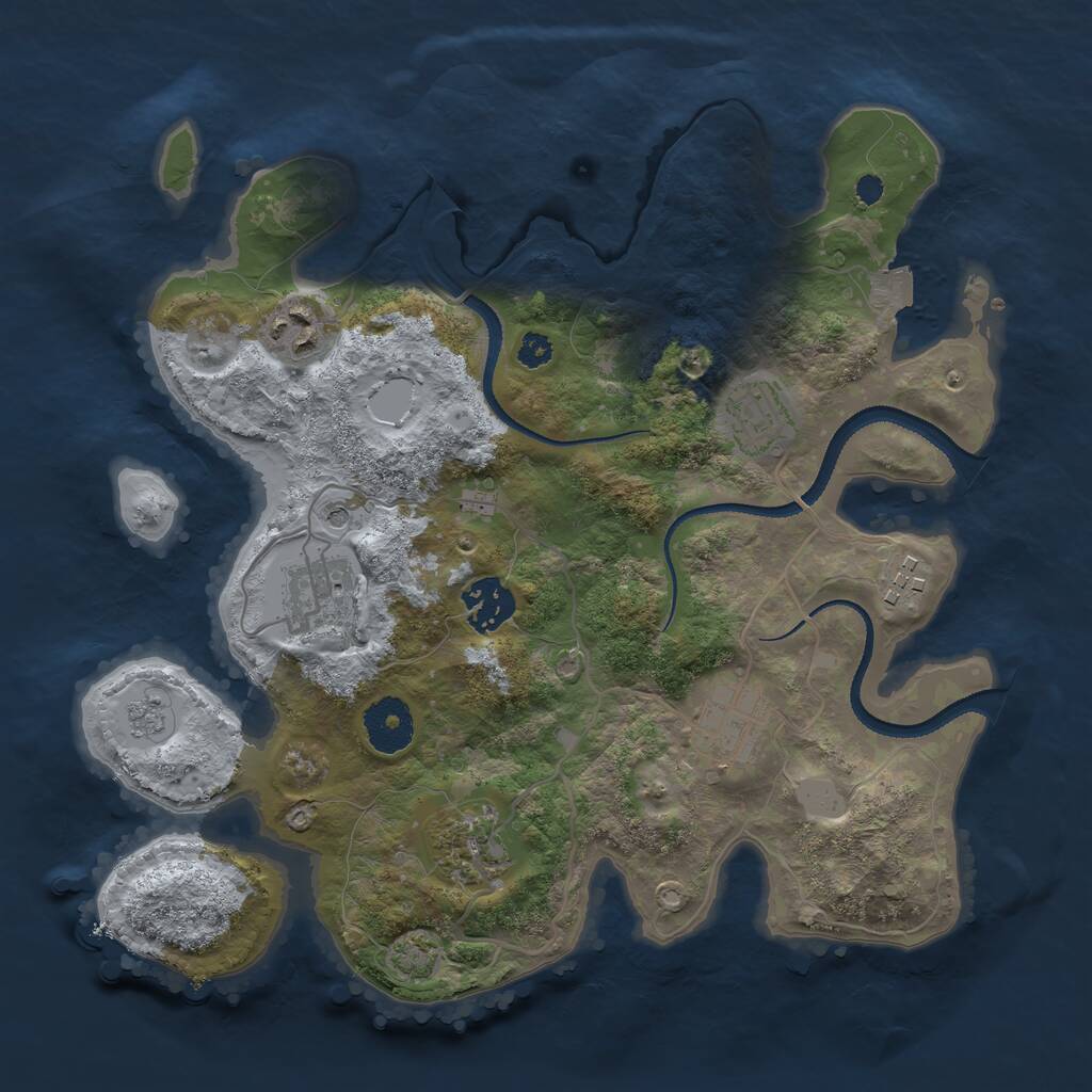 Rust Map: Procedural Map, Size: 3147, Seed: 12345, 11 Monuments