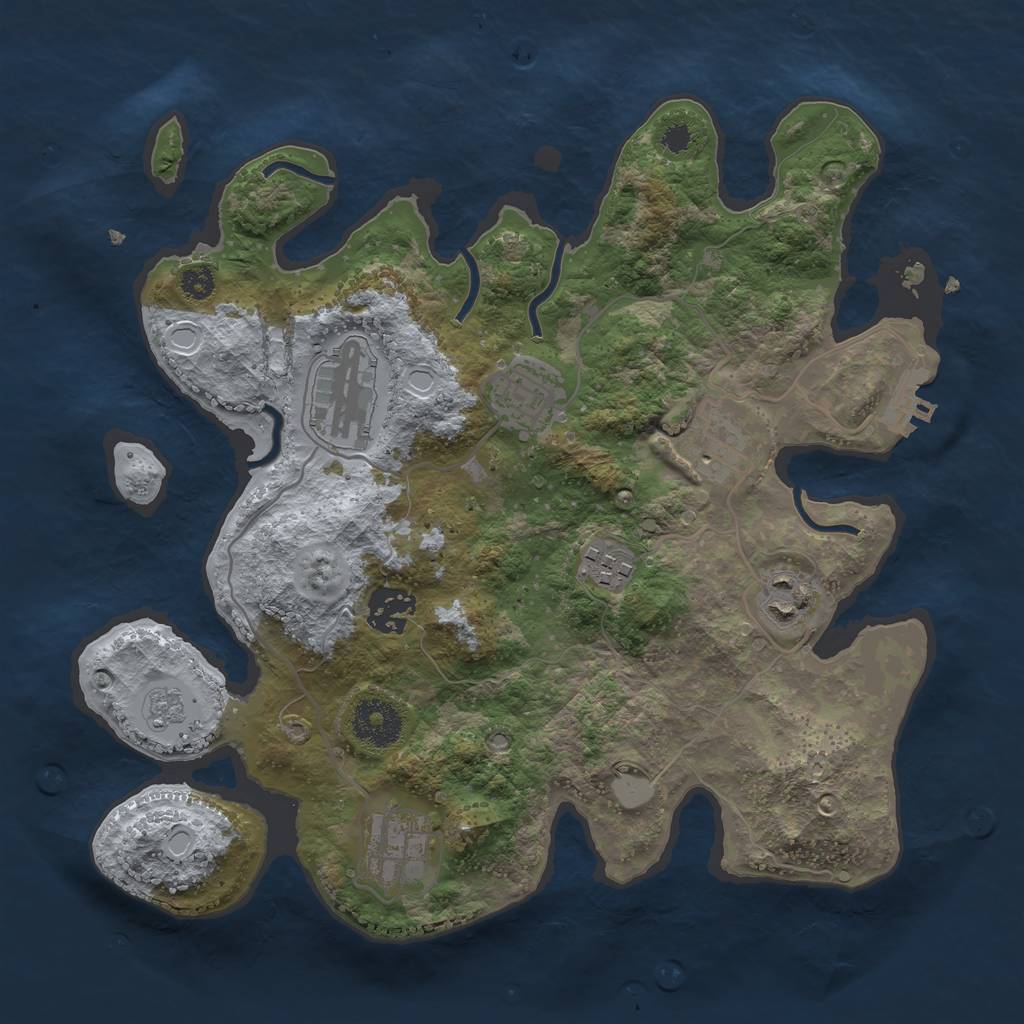 Rust Map: Procedural Map, Size: 3147, Seed: 12345, 12 Monuments