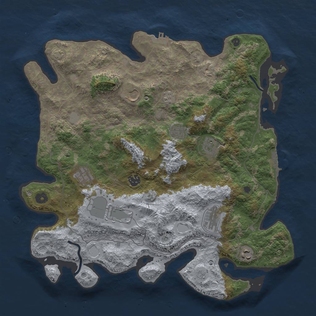 Rust Map: Procedural Map, Size: 4000, Seed: 2082434496, 17 Monuments