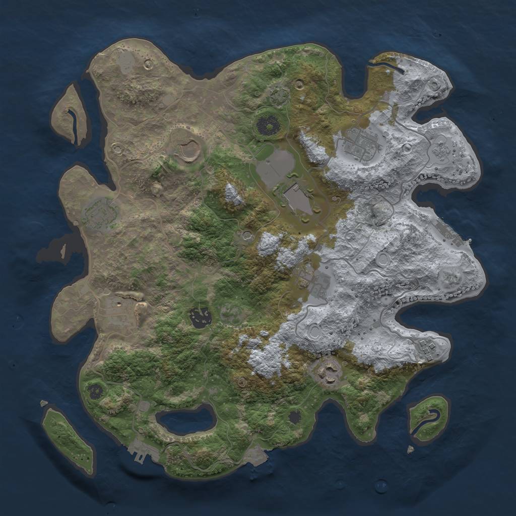 Rust Map: Procedural Map, Size: 3500, Seed: 435847550, 17 Monuments