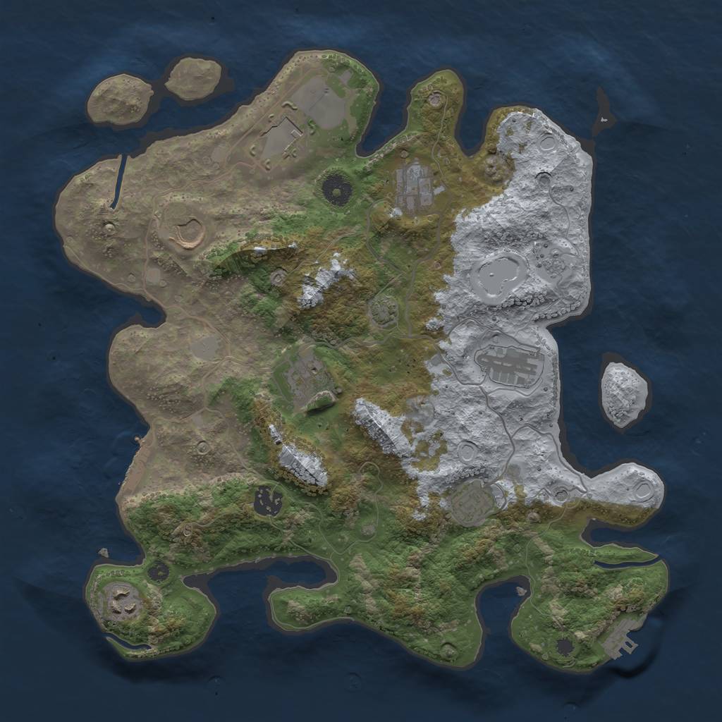 Rust Map: Procedural Map, Size: 3600, Seed: 2147063, 16 Monuments