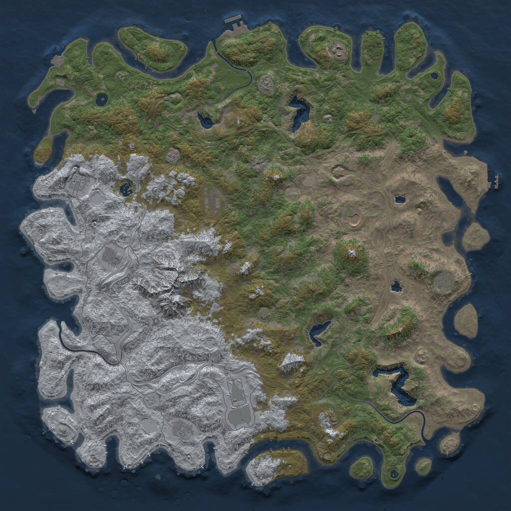 Rust Map: Procedural Map, Size: 6000, Seed: 12413811, 17 Monuments