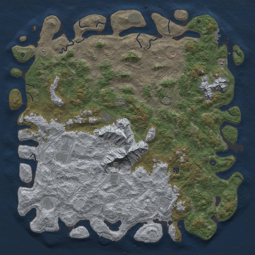 Rust Map: Procedural Map, Size: 6000, Seed: 916353958, 18 Monuments