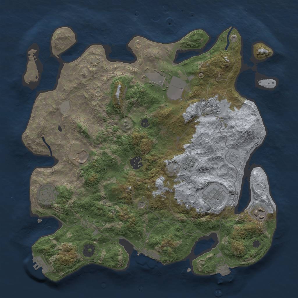 Rust Map: Procedural Map, Size: 3500, Seed: 6719954, 16 Monuments