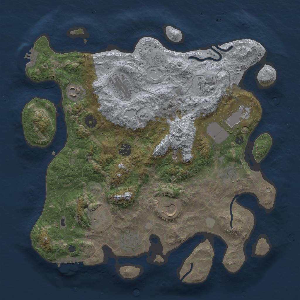 Rust Map: Procedural Map, Size: 3600, Seed: 1136751964, 16 Monuments