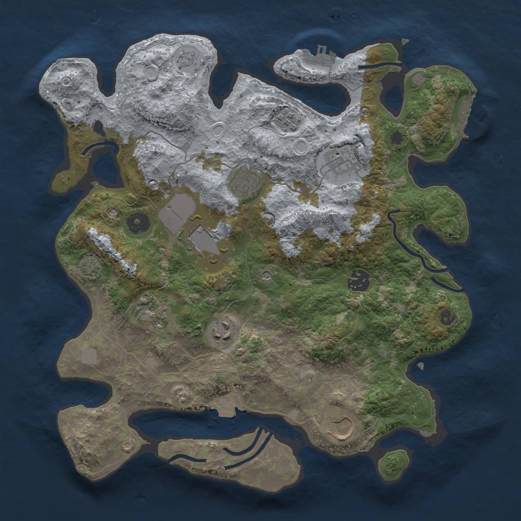 Rust Map: Procedural Map, Size: 3507, Seed: 709784772, 16 Monuments