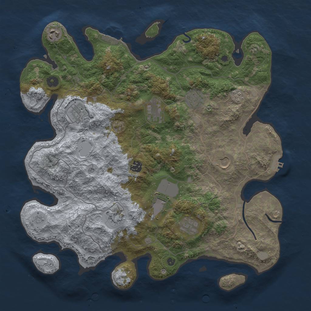 Rust Map: Procedural Map, Size: 4000, Seed: 967238066, 17 Monuments