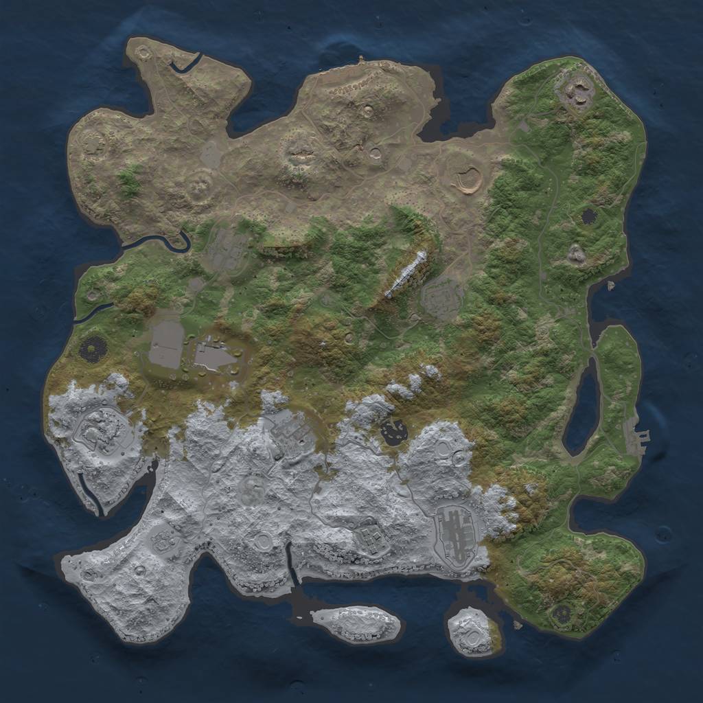 Rust Map: Procedural Map, Size: 3950, Seed: 1876448745, 18 Monuments