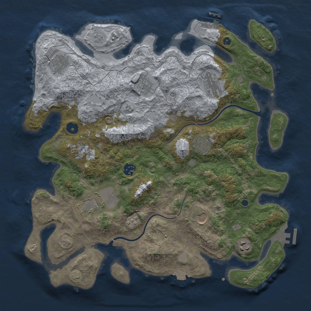 Rust Map: Procedural Map, Size: 3950, Seed: 2028927522, 16 Monuments
