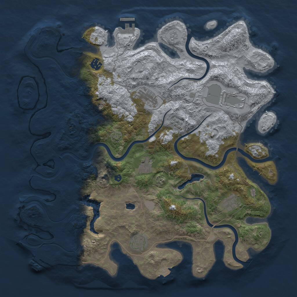 Rust Map: Procedural Map, Size: 4050, Seed: 1864401432, 13 Monuments