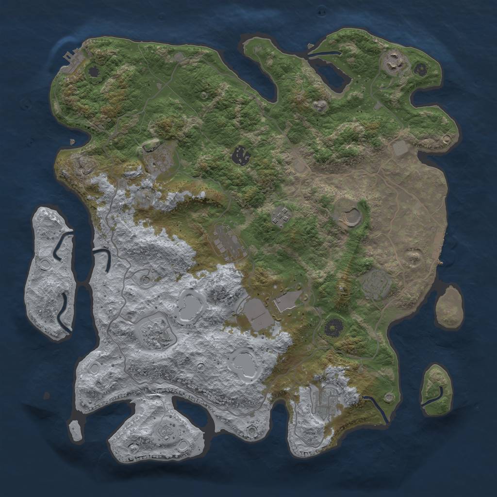 Rust Map: Procedural Map, Size: 4000, Seed: 12128, 17 Monuments