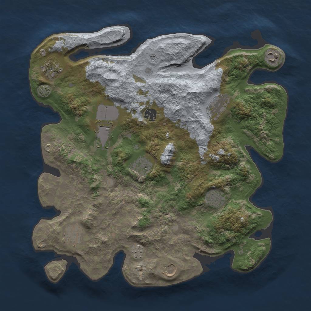 Rust Map: Barren, Size: 3700, Seed: 140875954, 14 Monuments