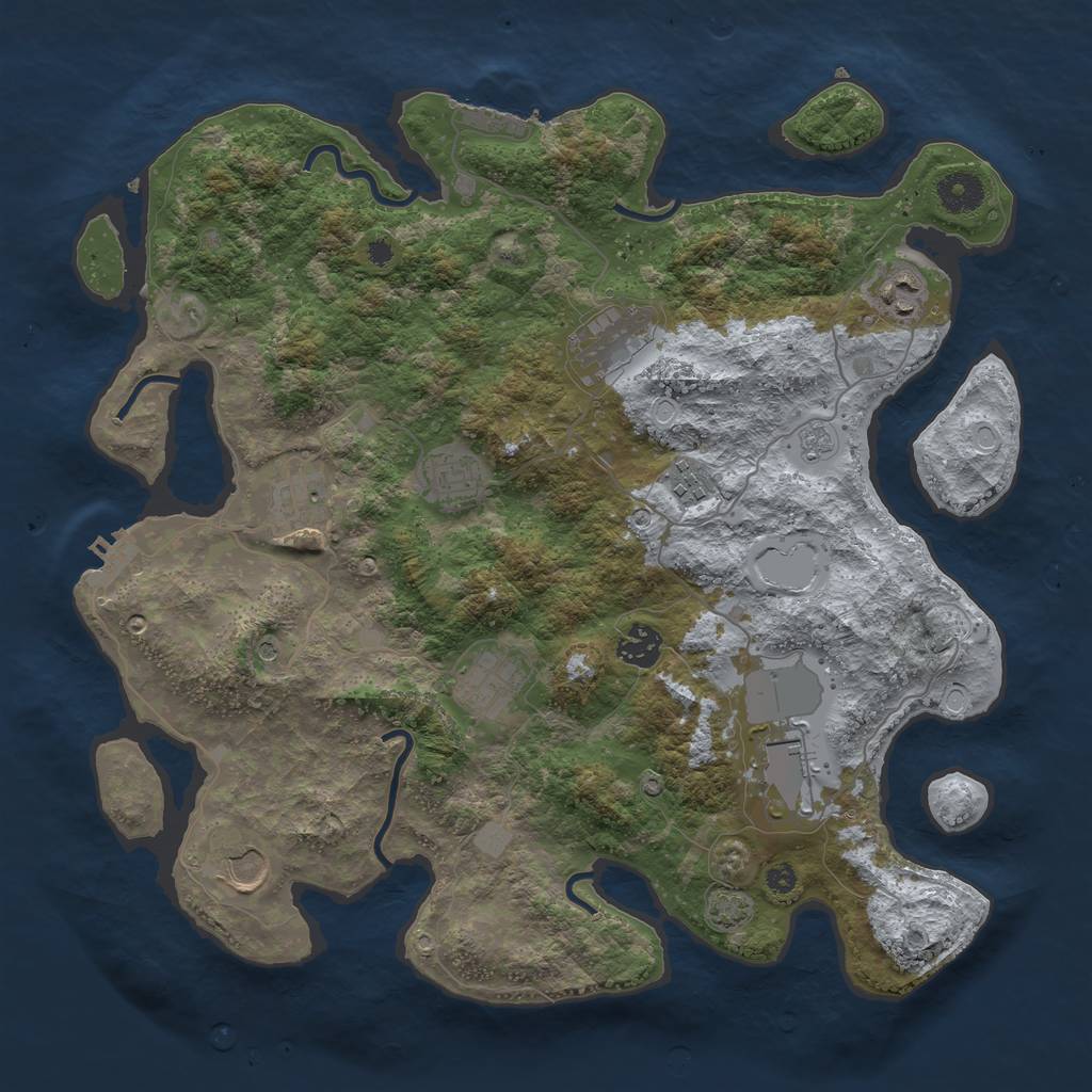 Rust Map: Procedural Map, Size: 3750, Seed: 306828691, 17 Monuments