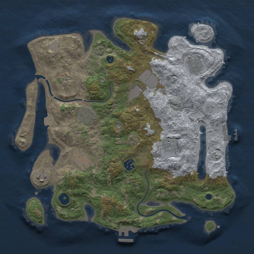 Rust Map: Procedural Map, Size: 3500, Seed: 123419280, 14 Monuments