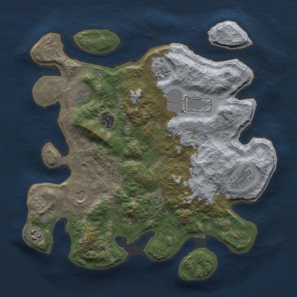 Rust Map: Barren, Size: 3500, Seed: 12928134, 12 Monuments