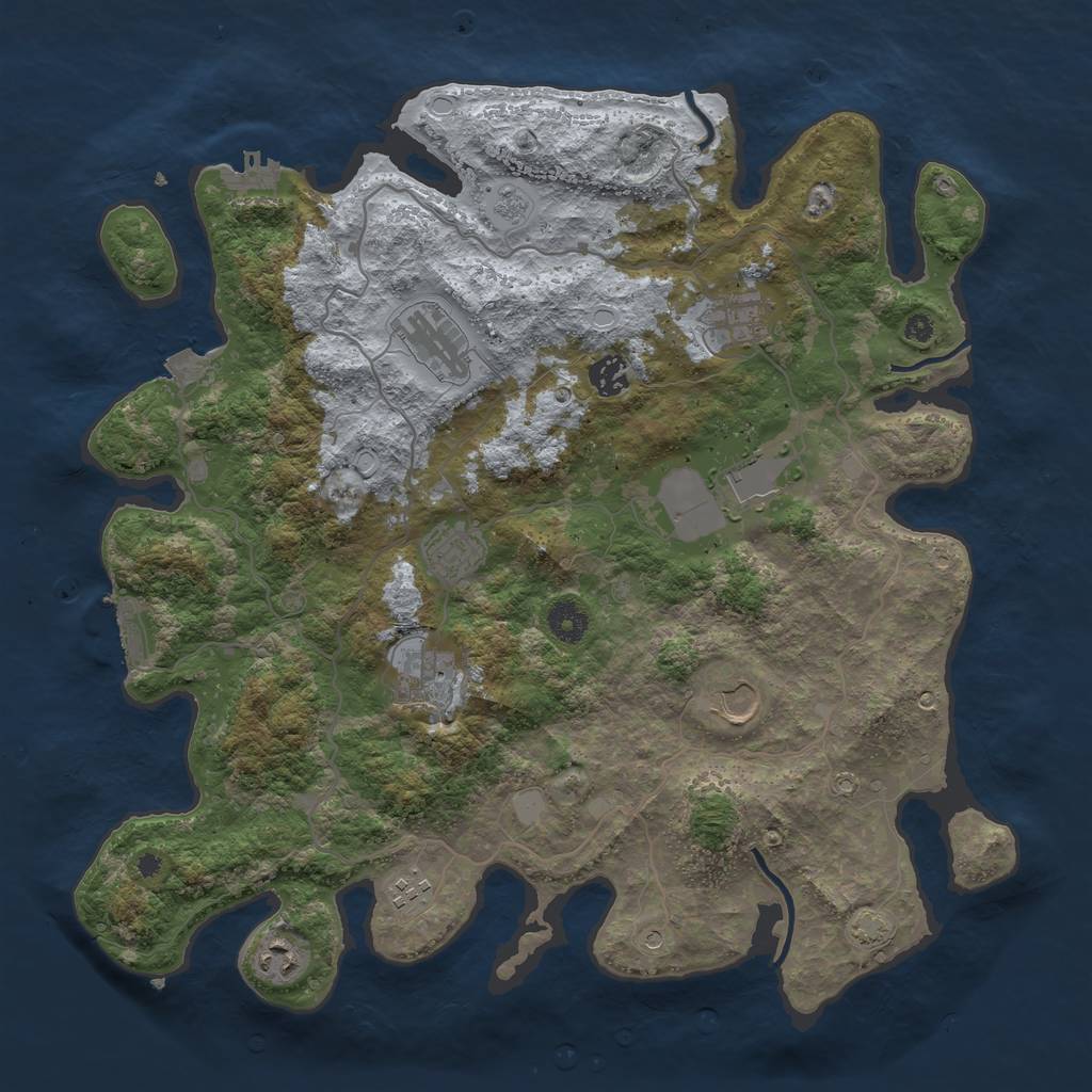 Rust Map: Procedural Map, Size: 4000, Seed: 108102142, 17 Monuments