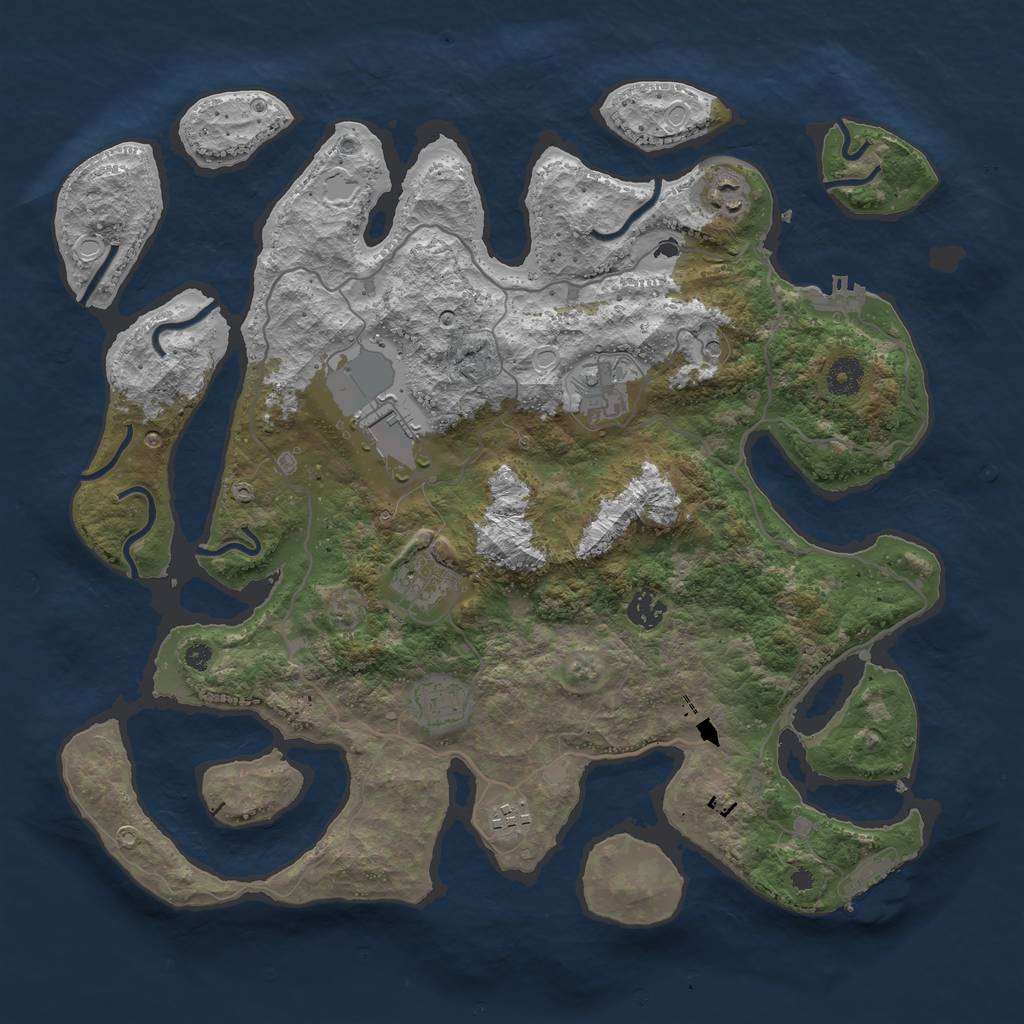 Rust Map: Procedural Map, Size: 4000, Seed: 45, 15 Monuments