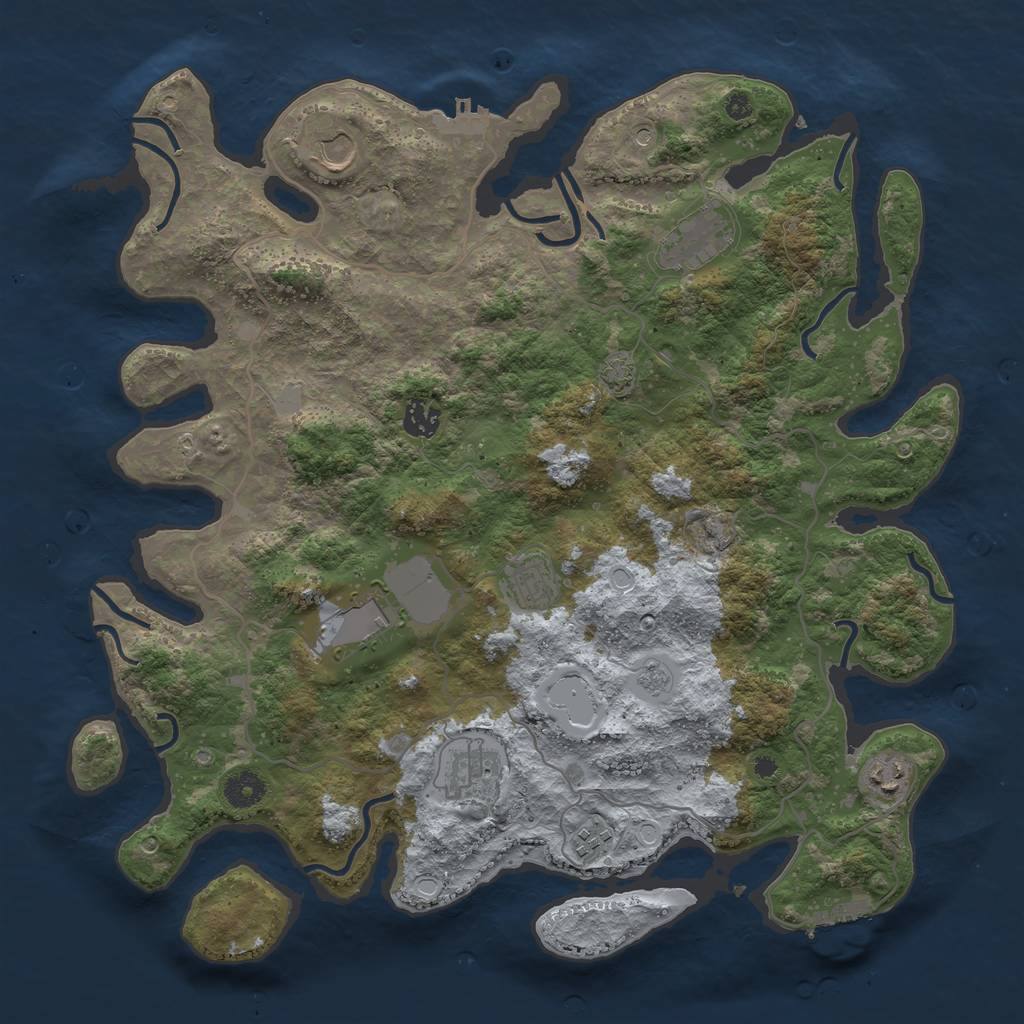 Rust Map: Procedural Map, Size: 4000, Seed: 6938, 16 Monuments