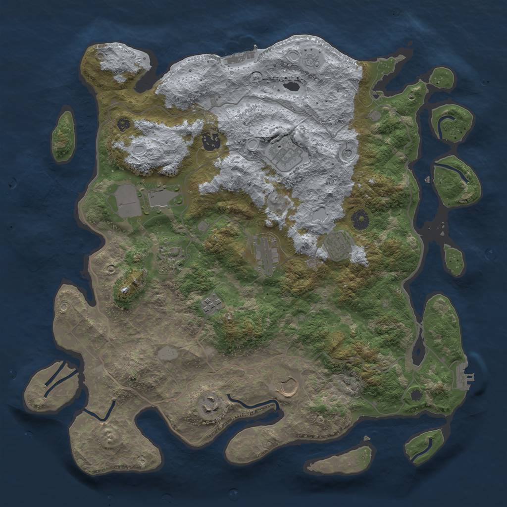 Rust Map: Procedural Map, Size: 4000, Seed: 459874100, 16 Monuments