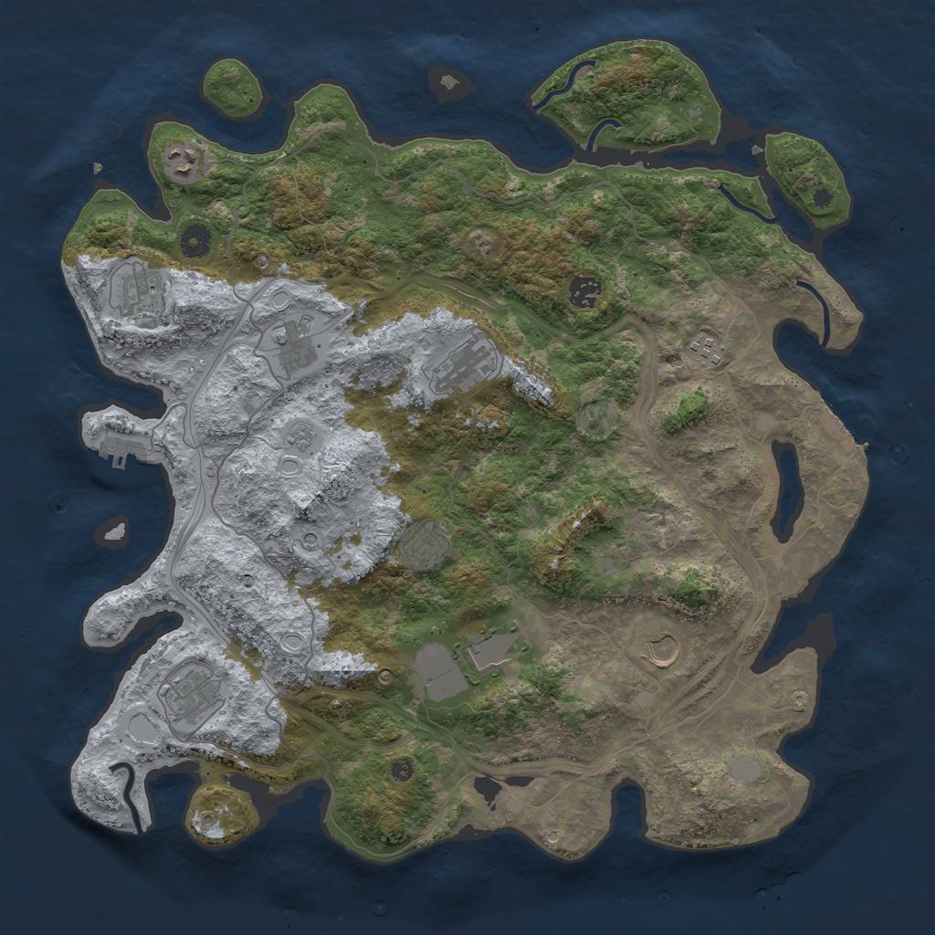 Rust Map: Procedural Map, Size: 4300, Seed: 7400, 17 Monuments