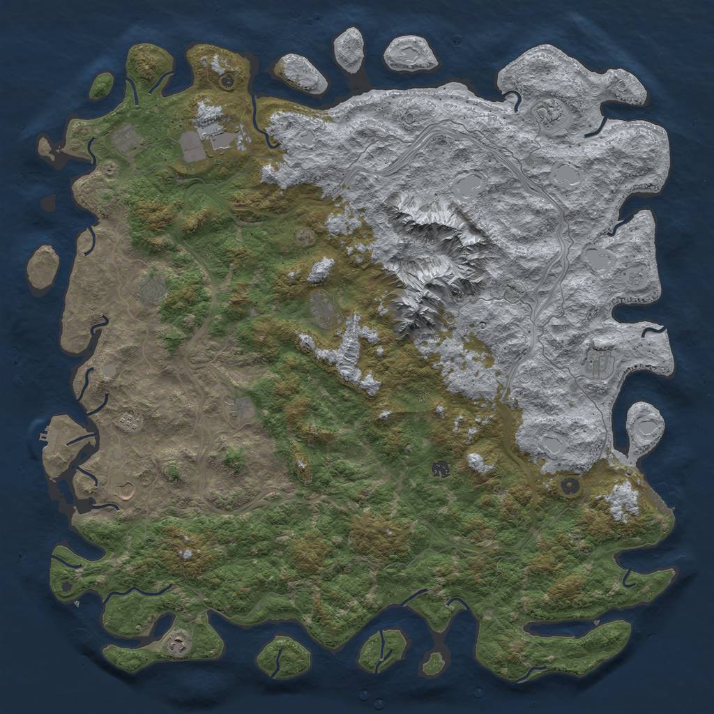 Rust Map: Procedural Map, Size: 6000, Seed: 8029551, 18 Monuments