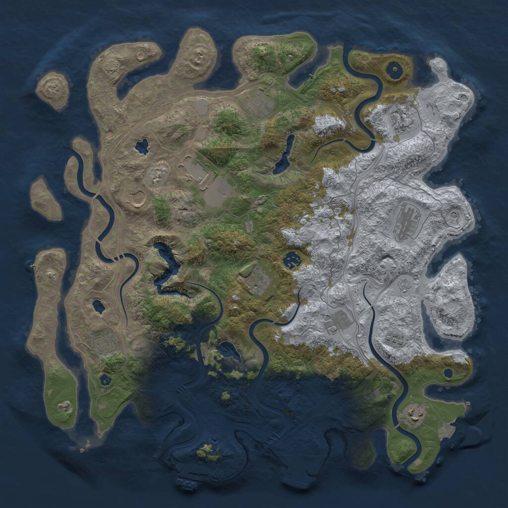 Rust Map: Procedural Map, Size: 4500, Seed: 56789, 17 Monuments