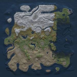 Thumbnail Rust Map: Procedural Map, Size: 4300, Seed: 12491, 17 Monuments