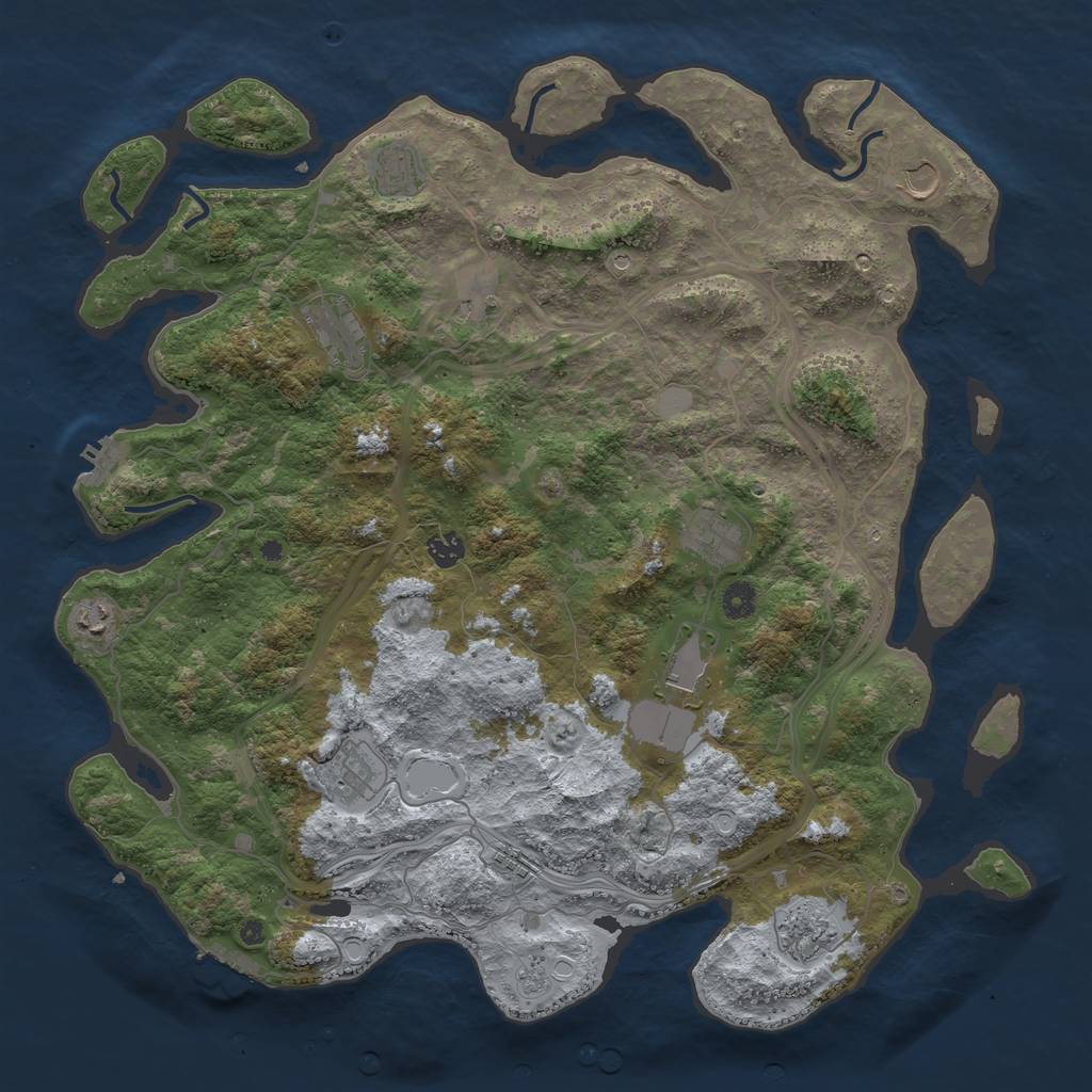 Rust Map: Procedural Map, Size: 4500, Seed: 223355, 18 Monuments