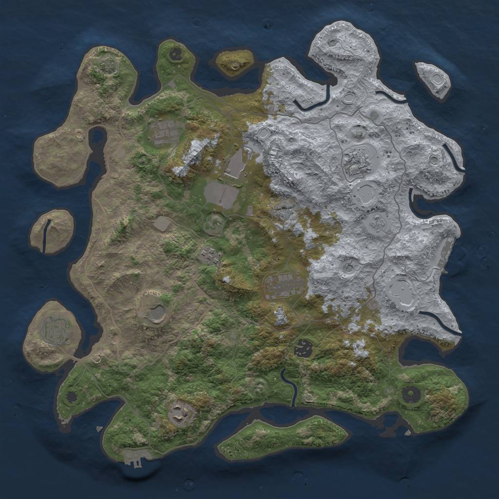 Rust Map: Procedural Map, Size: 4000, Seed: 572362463, 17 Monuments