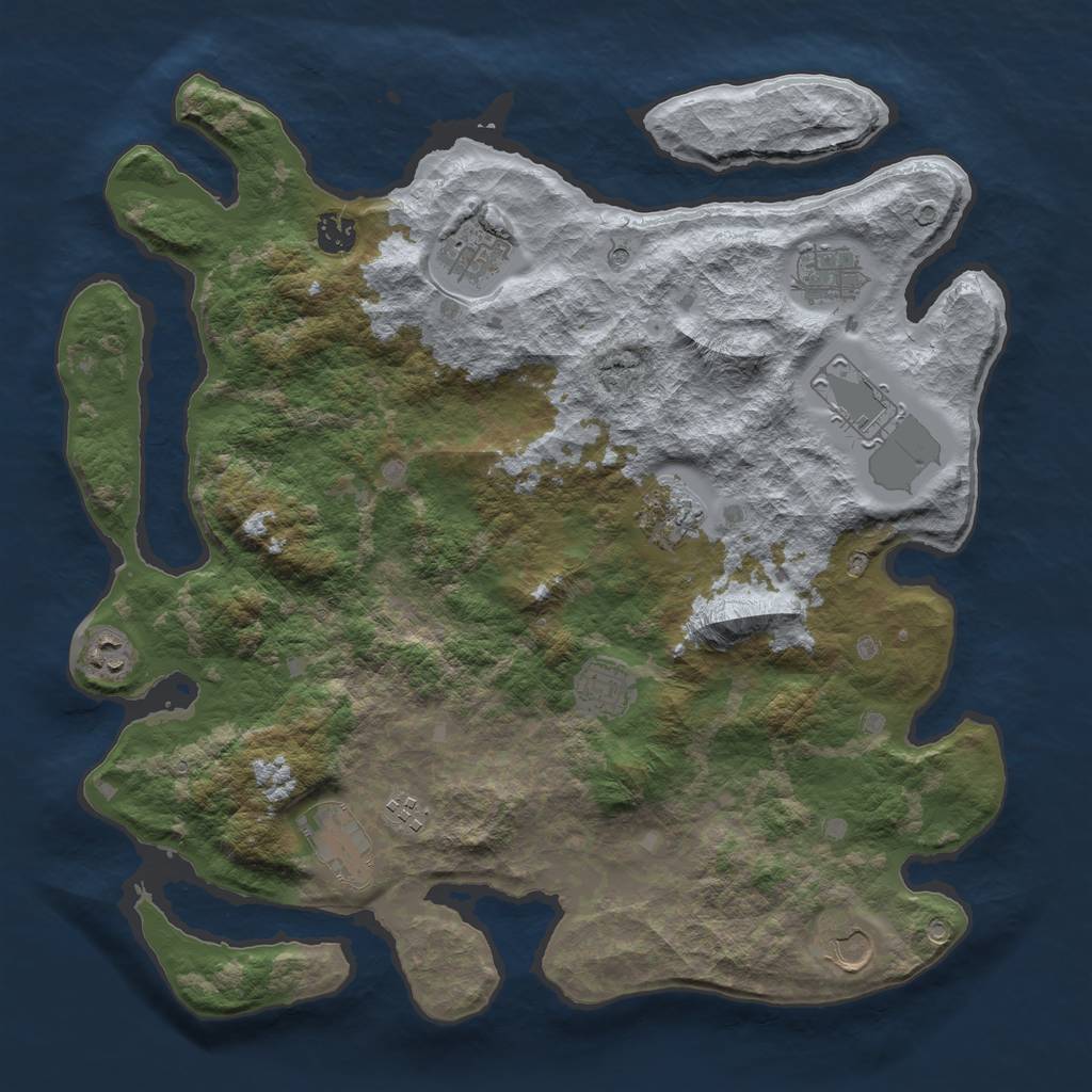 Rust Map: Barren, Size: 4000, Seed: 48830096, 13 Monuments