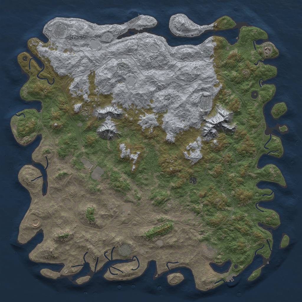 Rust Map: Procedural Map, Size: 6000, Seed: 21609758, 18 Monuments