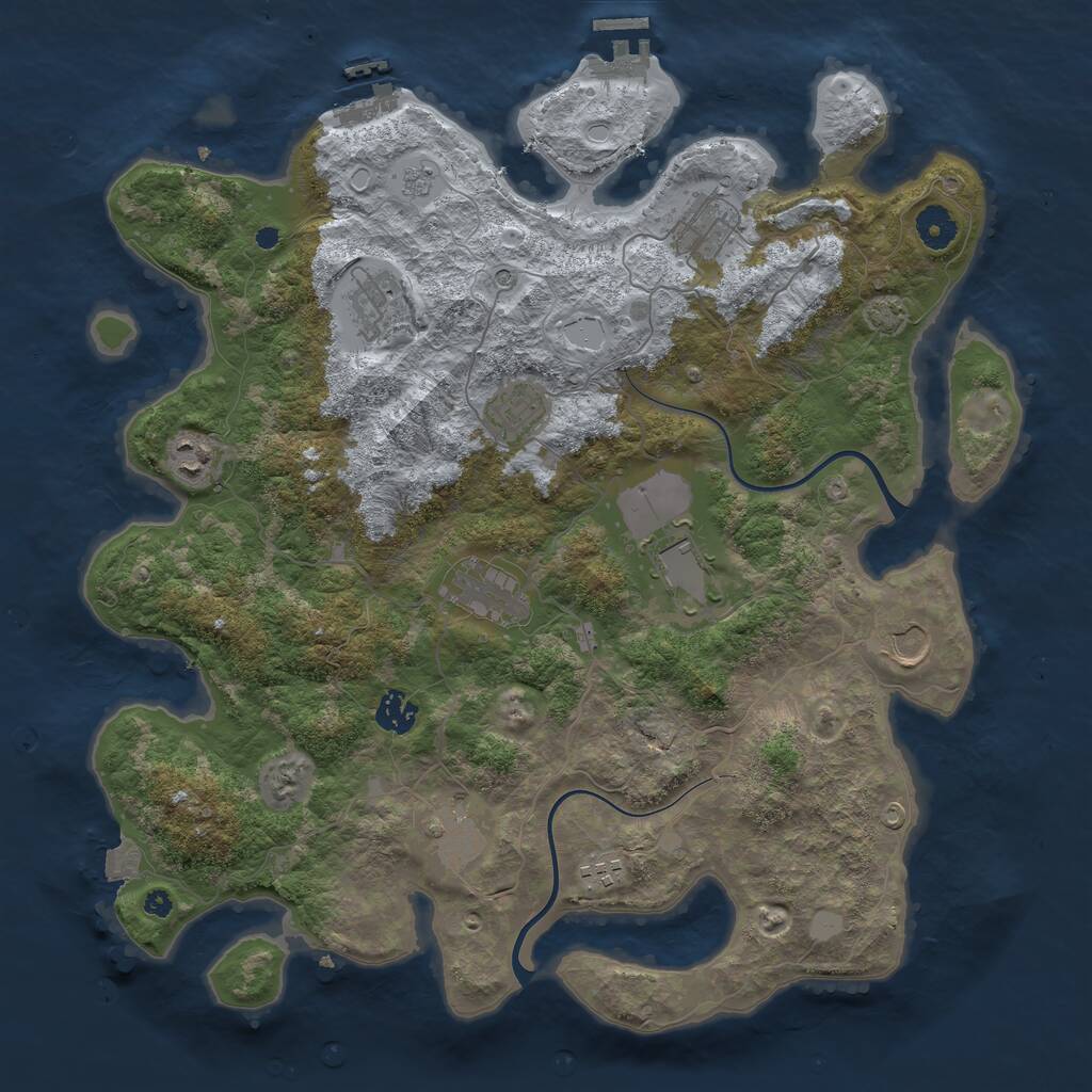 Rust Map: Procedural Map, Size: 3950, Seed: 1897033625, 16 Monuments