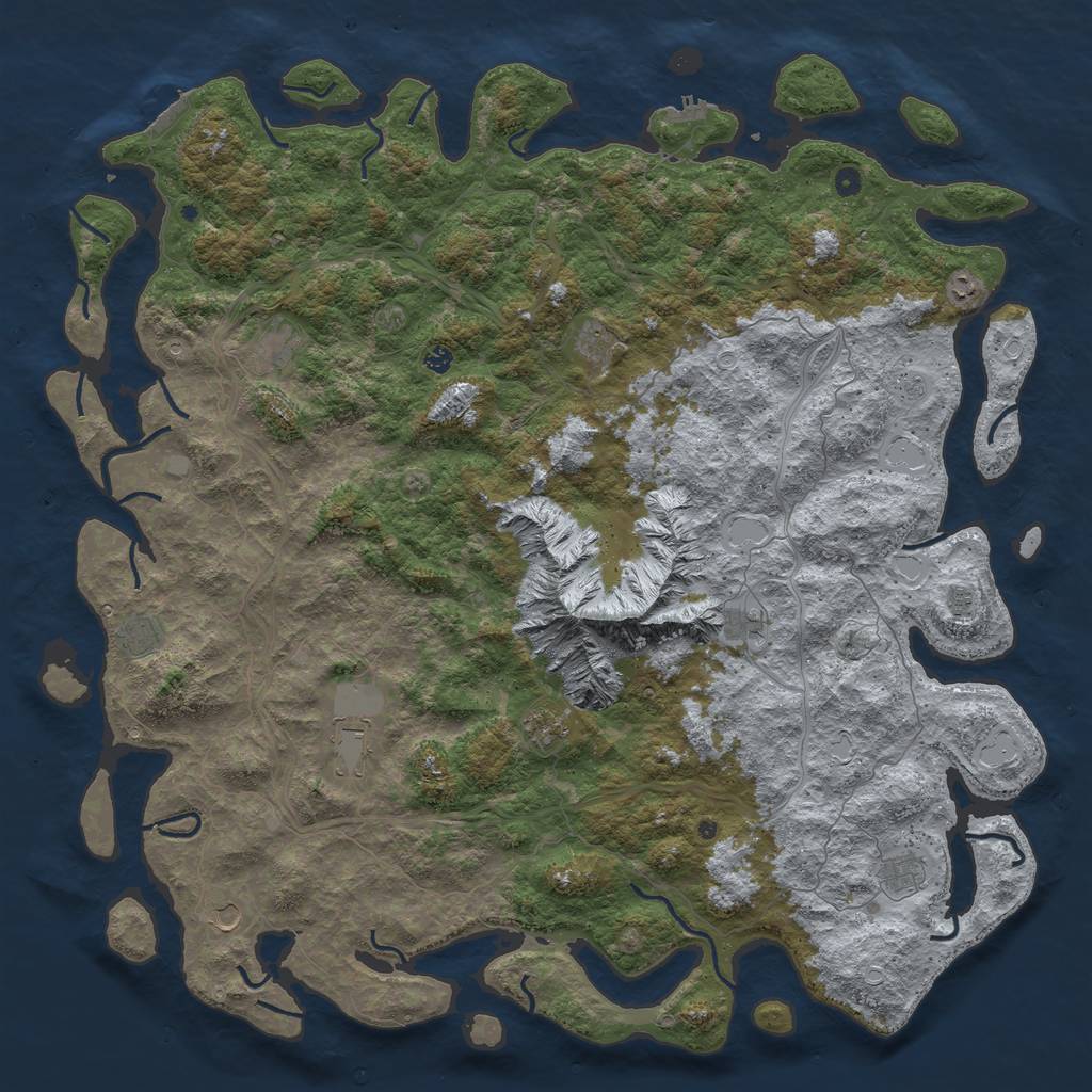 Rust Map: Procedural Map, Size: 6000, Seed: 2033275266, 18 Monuments
