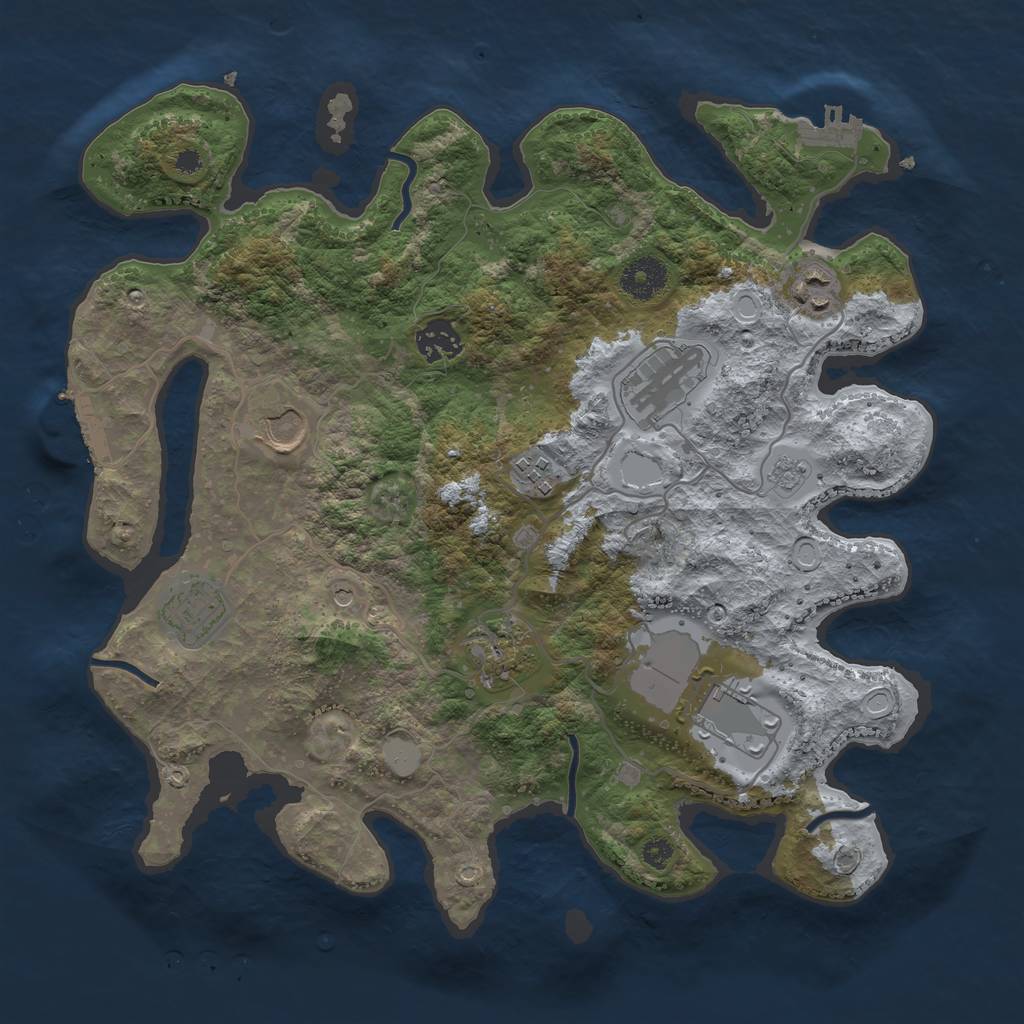 Rust Map: Procedural Map, Size: 3500, Seed: 55123, 15 Monuments