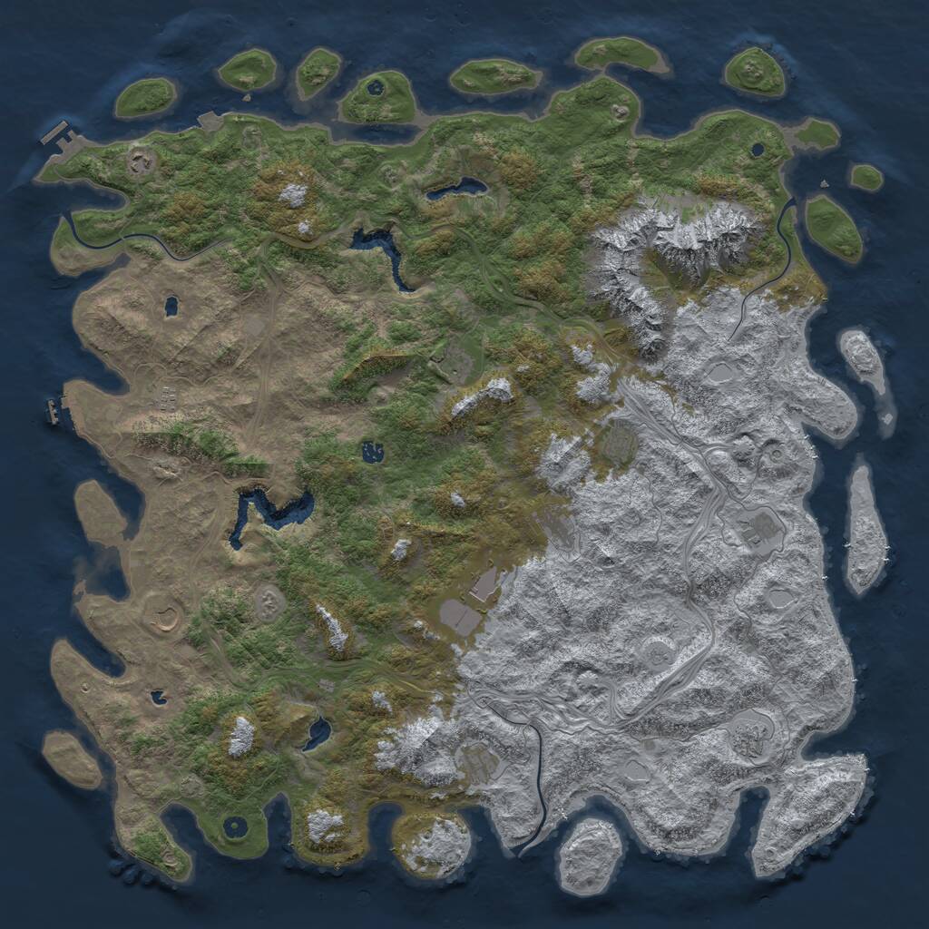 Rust Map: Procedural Map, Size: 6000, Seed: 712372, 17 Monuments