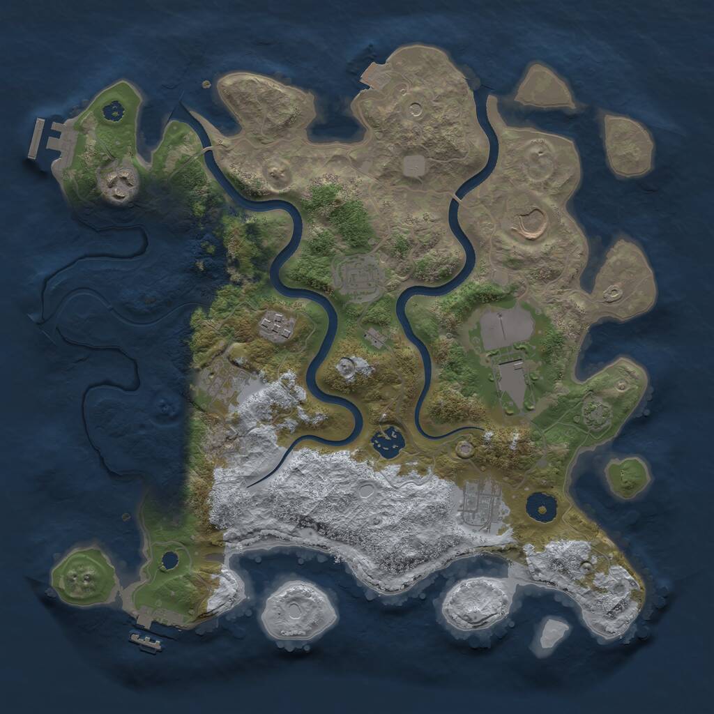 Rust Map: Procedural Map, Size: 3500, Seed: 799687594, 13 Monuments