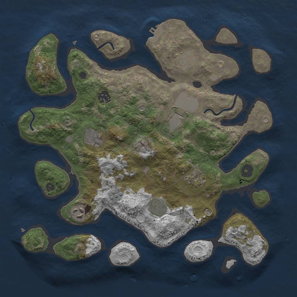Rust Map: Procedural Map, Size: 3500, Seed: 799687594, 15 Monuments