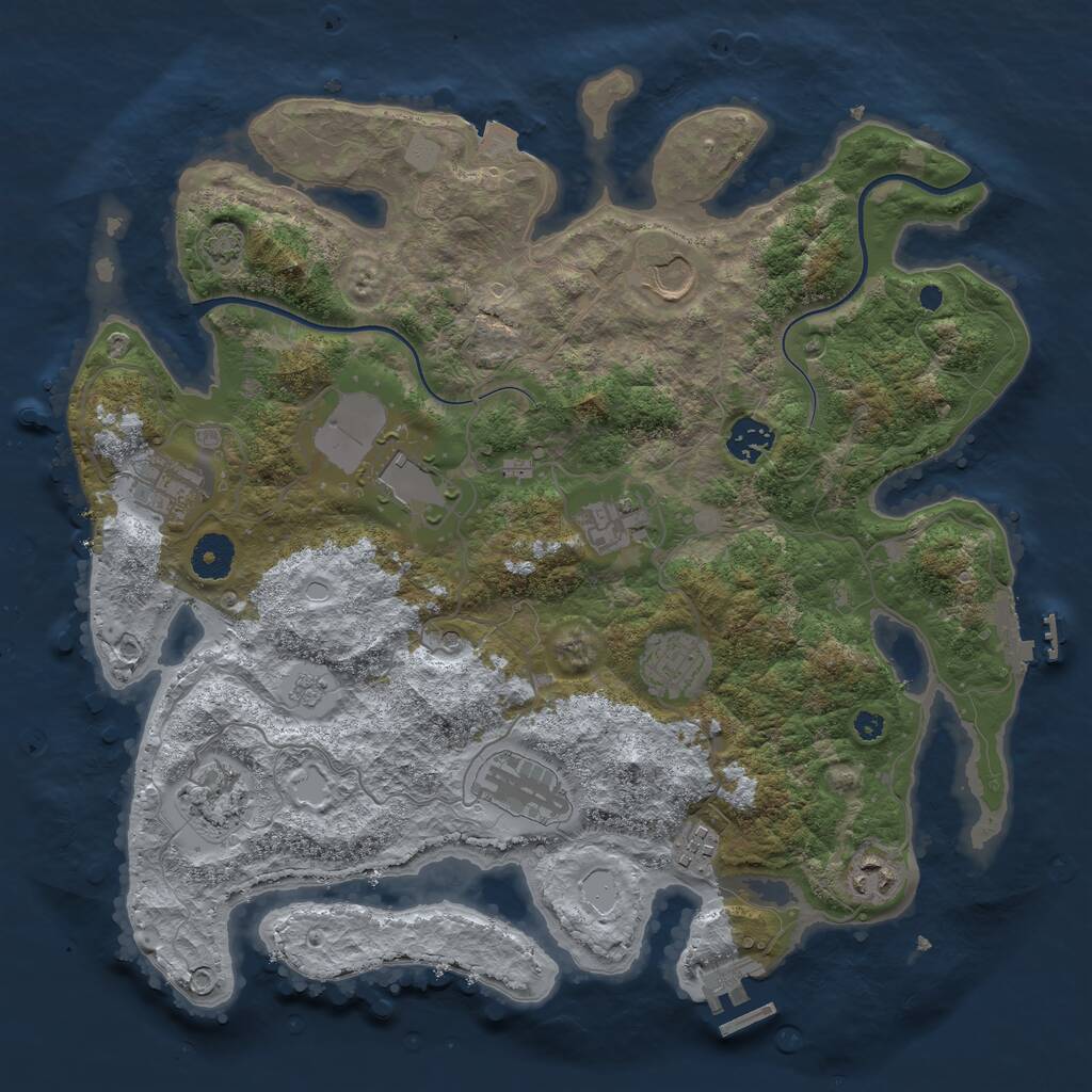 Rust Map: Procedural Map, Size: 3700, Seed: 14432321, 16 Monuments