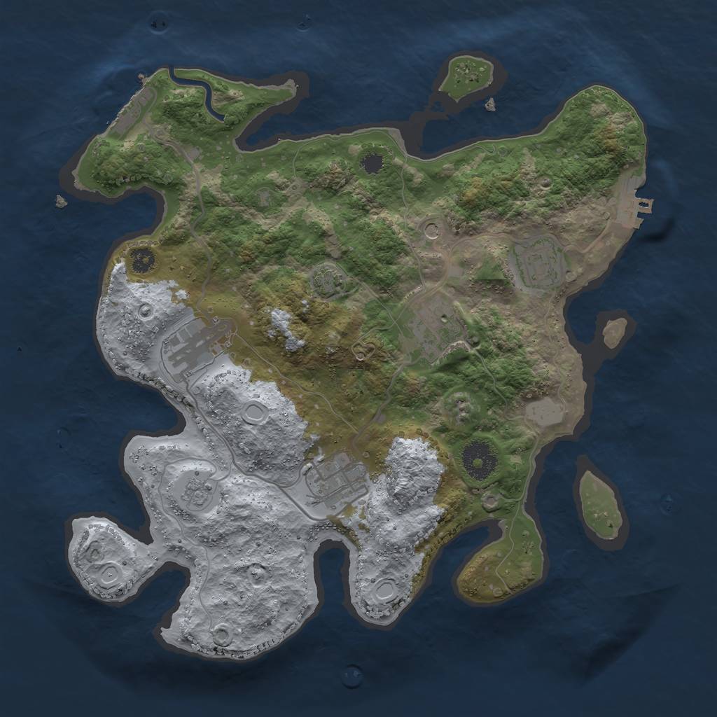 Rust Map: Procedural Map, Size: 3000, Seed: 580459048, 12 Monuments